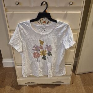 Reitmans White Tee with Colorful Floral Print